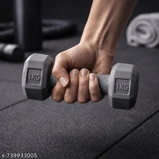1kg Hex Dumbbells Pair – Non‑Slip Grip, Anti‑Roll Design